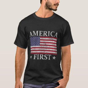 America First USA Amerikanische Flagge Patriot Ste T-Shirt