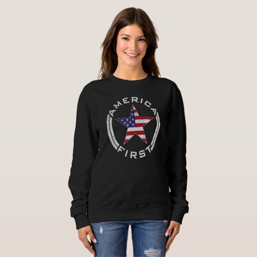 America First USA Flag American Star Roundel Patri Sweatshirt (Vorne ganz)