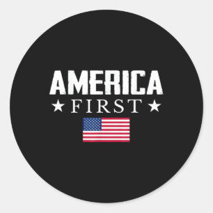 America First USA Flag Runder Aufkleber