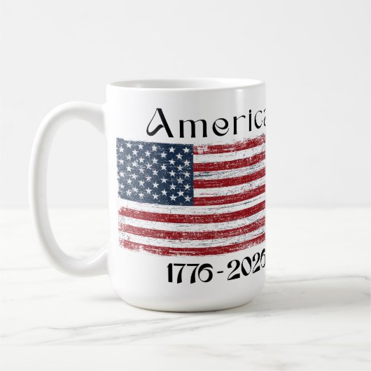 America Flag 1776 to 2026 USA 250th Anniversary  Kaffeetasse (Links)
