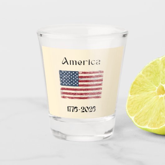 America Flag 1776 to 2026 USA 250th Anniversary Schnapsglas (Vorderseite)