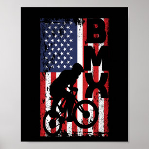 America Flag BMX Rennen Extremsport Rad Poster