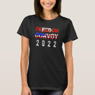 America Flag Canada Flag Freedom Convoy 2022 Truck T-Shirt