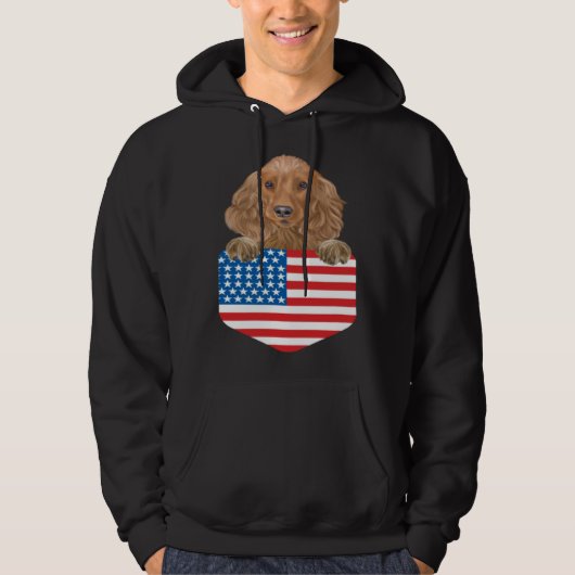 America Flag Cocker Spaniel Dog In Pocket Hoodie (Vorderseite)