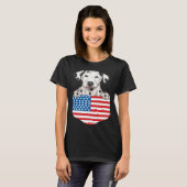 America Flag Dalmatian Dog In Pocket T-Shirt (Vorne ganz)