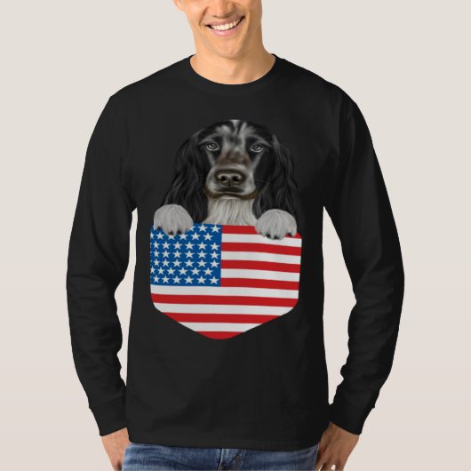 America Flag English Cocker Spaniel Dog In Pocket T-Shirt (Vorderseite)