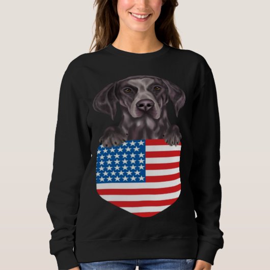America Flag German Shorthaired Pointer Dog In Poc Sweatshirt (Vorderseite)
