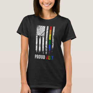 America Flag Regenbogen Proud Ally Lgbtq Lgbt Prid T-Shirt