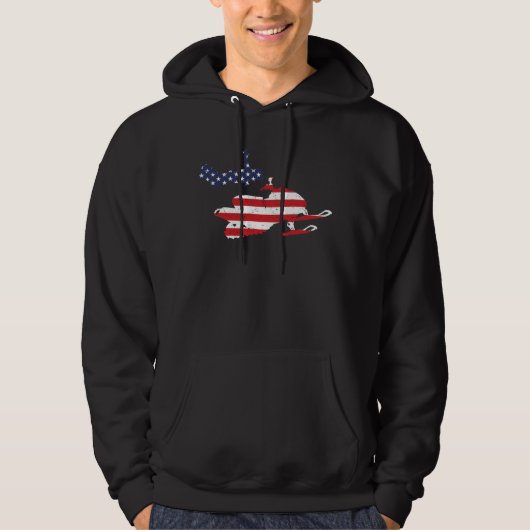 America flag snowmobile USA snow winter Hoodie (Vorderseite)