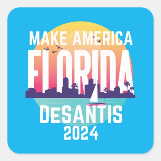 America Florida Ron Desantis 2024 Quadratischer Aufkleber (Vorderseite)