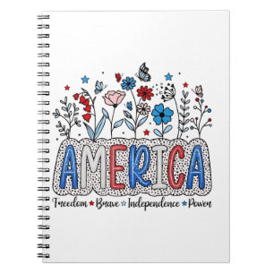 America Freedom Brave Unabhängigkeit Power 4. Juli Notizblock