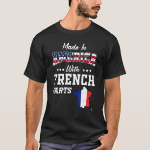 America French Parts France Map USA Flag Herkunft T-Shirt