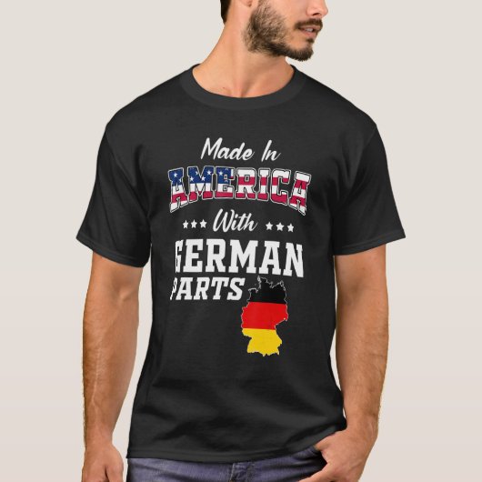 America German Parts Germany Map USA Flag Herkunft T-Shirt (Vorderseite)