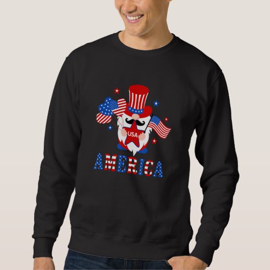 America Gnome American Flag 4th Of July Family Mat Sweatshirt (Vorderseite)