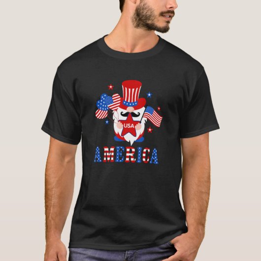 America Gnome American Flag 4th Of July Family Mat T-Shirt (Vorderseite)