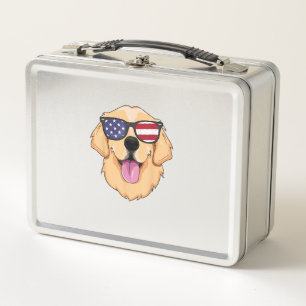 America Golden Retriever 4. Juli für Men Boys Metall Brotdose