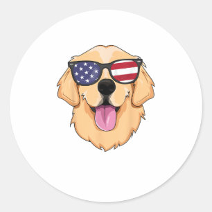 America Golden Retriever 4. Juli für Men Boys Runder Aufkleber