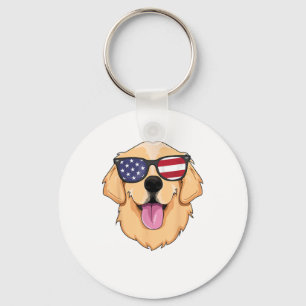 America Golden Retriever 4. Juli für Men Boys Schlüsselanhänger