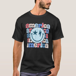 America Groovy Smile For Women 4. Juli Patriot T-Shirt