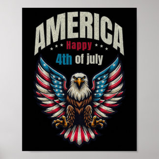 America Happy 4. Juli - Patriotic Eagle Men Poster