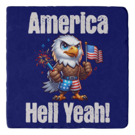 America Hell Yeah Bald Eagle Patriotic Fireworks Töpfeuntersetzer