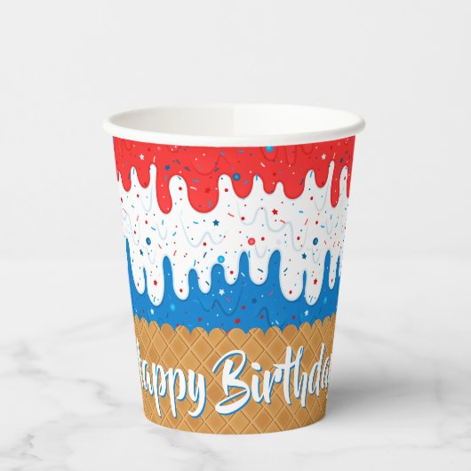 America Ice Cream Birthday Pappbecher (Links)