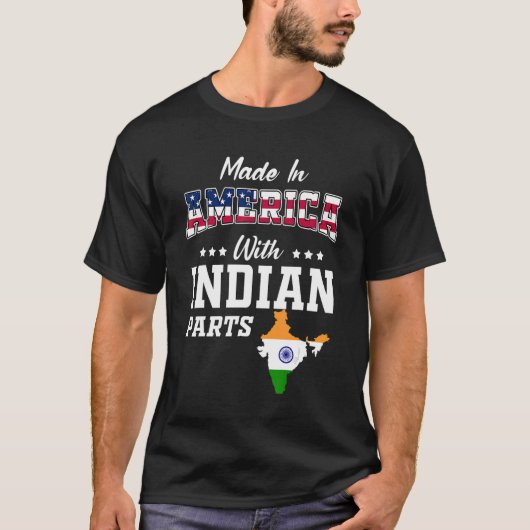 America Indian Parts India Map USA Flag Herkunft T-Shirt (Vorderseite)