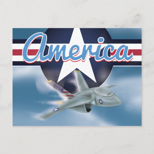 America Jet Kampfflugzeug Postkarte (Vorderseite)