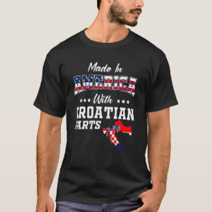 America Kroatische Teile Kroatien Karte USA Flagge T-Shirt