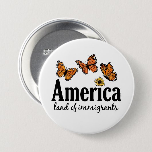 America Land Of Immigrants Button (Vorne & Hinten)