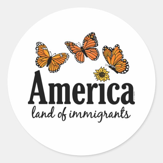 America Land Of Immigrants Runder Aufkleber (Vorderseite)