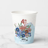 "America Land of the Free" 4. Juli Blume Pappbecher (Rückseite)