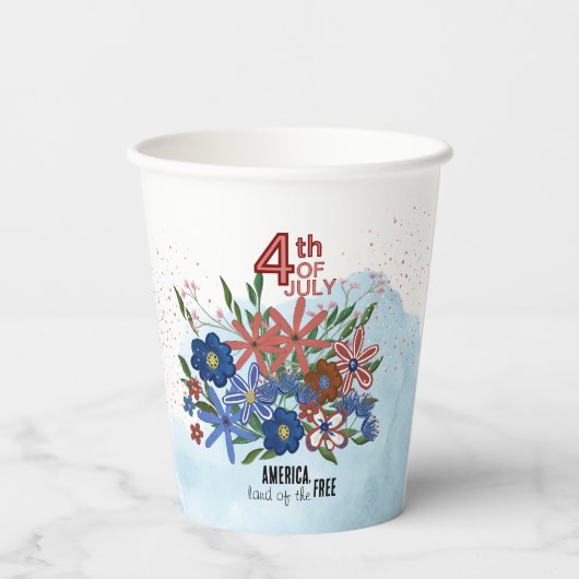 "America Land of the Free" 4. Juli Blume Pappbecher (Rückseite)