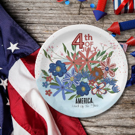 "America Land of the Free" 4. Juli Blume Pappteller