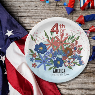 "America Land of the Free" 4. Juli Blume Pappteller