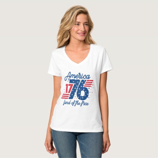 America Land Of The Free T-Shirt (Vorderseite Vollansicht)