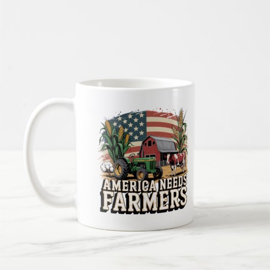 America Needs Farmers Midwest Cows Corn Farm life Kaffeetasse (Links)