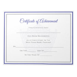 America Pageant Crown Certificate Achievement Awar Notizblock
