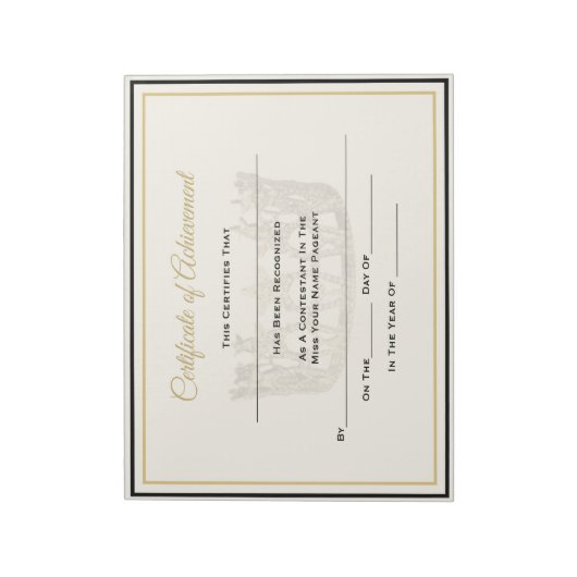 America Pageant Crown Certificate Achievement Awar Notizblock (Rotiert)