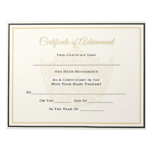 America Pageant Crown Certificate Achievement Awar Notizblock