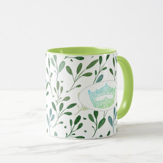 America Pageant Crown Leaf Print Two Ton Tasse (VorderseiteRechts)