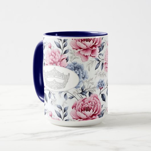 America Pageant Crown Rose Print Two Ton Tasse (Vorderseite Links)