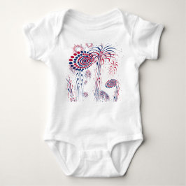 America Patriotic Fireworks 4th of July Baby Strampler