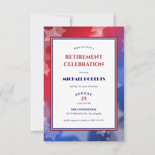 America Patriotic Military Retirement Party Einladung (Vorderseite)