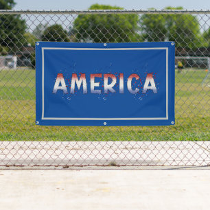 America Patriotic Shimmer Word Art Banner