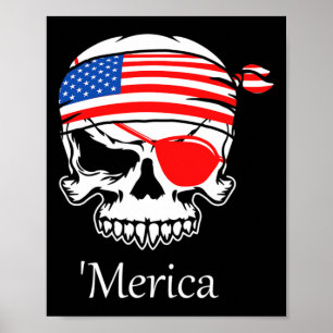 America Pirate Skull Flag 4. Juli Independence Da Poster