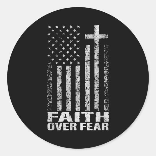 America Pride Us Flag Faith Over Fear Christian Bi Runder Aufkleber (Vorderseite)