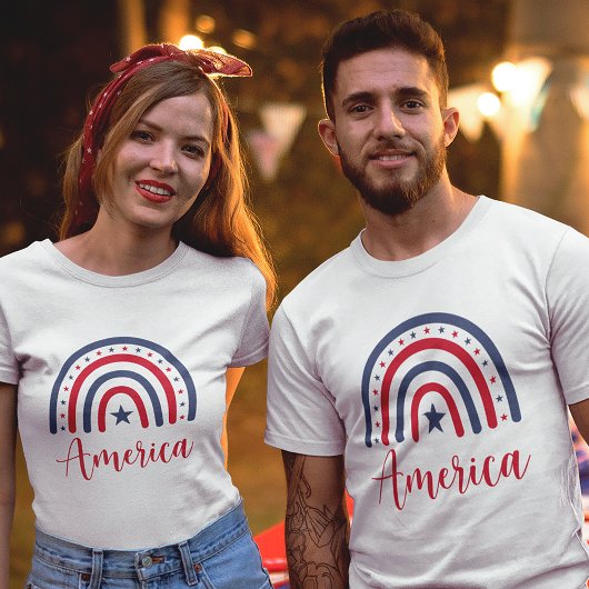 America Red White and Blue Rainbow Unisex T-Shirt