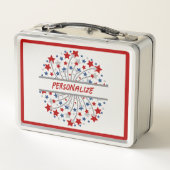 America Red White Blue Fireworks Personalisiert Metall Brotdose (Rückseite)
