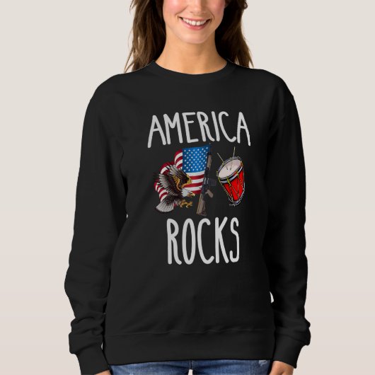 America Rocks Flag Liebe USA Ideen Sweatshirt (Vorderseite)